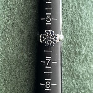 Sterling Silver 925 Natural Sapphire Cluster Flower Ring Size 6  - 3.8 Grams